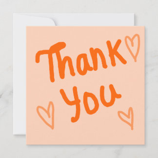 Hand-Lettered Orange Thank You Card Tack Kort