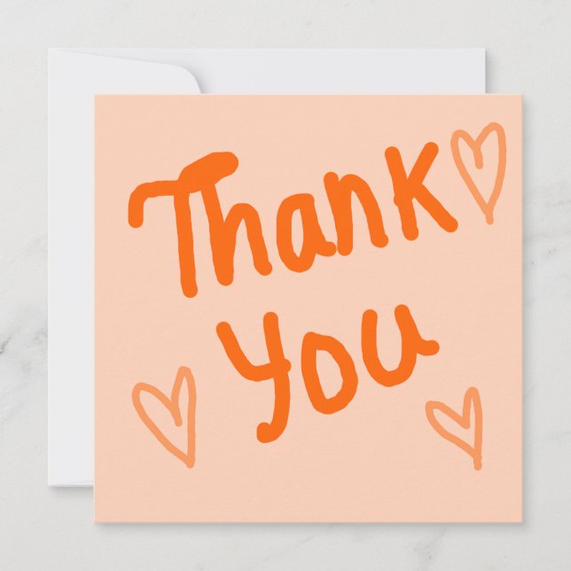 Hand-Lettered Orange Thank You Card Tack Kort (Framsida)