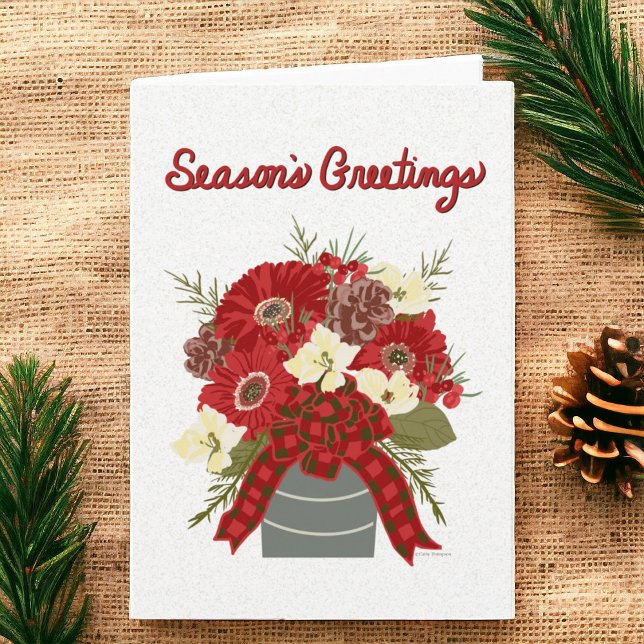 Hand Lettered Original Art Season hälsningar Kort (Hand Lettering and Original Art by artist © Cathy Thompson. Personalize it on the inside.)