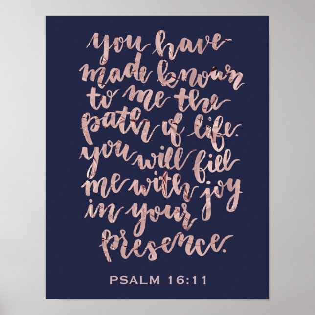 Hand Lettered Psalm 16:11 Ro Guld Foil Poster (Framsidan)