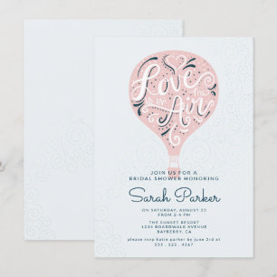Hand Lettered Rosa Luftballong Möhippa Inbjudningar