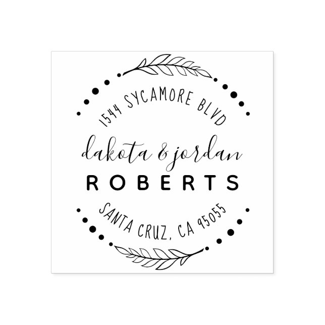 Hand Lettered Rustic Couple Returadress Stämpel (Tryck)
