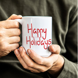 Hand-lettered script red Happy Holidays Kaffemugg