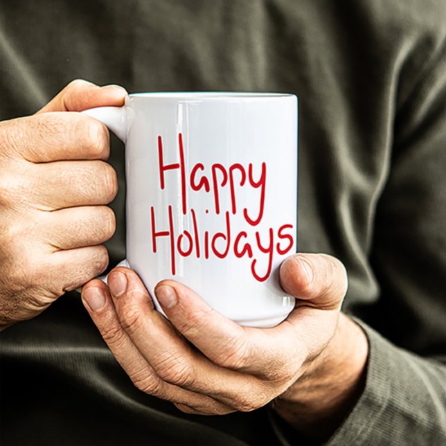 Hand-lettered script red Happy Holidays Kaffemugg (Skapare uppladdad)