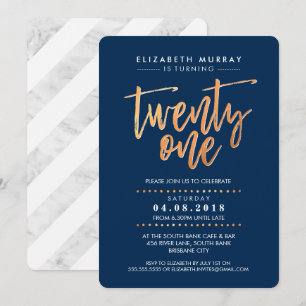 HAND LETTERED SCRIPT-trendig av kopparfolie Inbjudningar