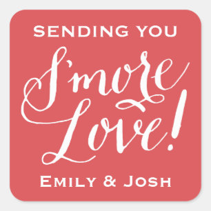 Hand Lettered S'more Kärlek Favor Label Fyrkantigt Klistermärke