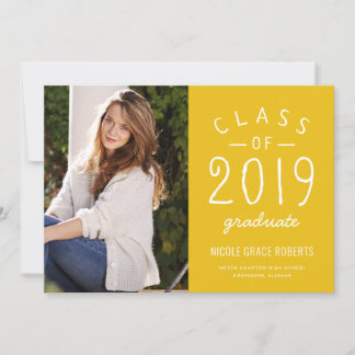 Hand Lettered Studenten Photo Announcement Gult Meddelande