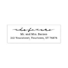 Hand Lettered "the future" Mr & Mrs Returadress Självfärgande Stämpel