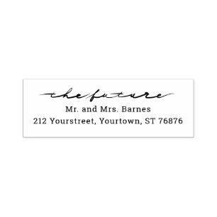 Hand Lettered "the future" Mr & Mrs Returadress Självfärgande Stämpel