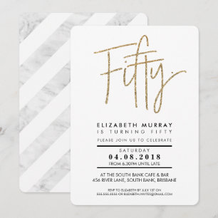 HAND LETTERED TYP enkel guld glitter 50:e INBJUDAN