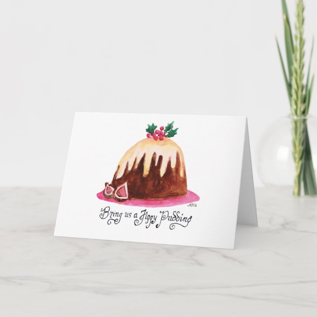 Hand Lettered Victorian Figgy Pudding jul Kort (Framsida)