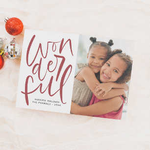 Hand Lettered Wonderful Helgdag Photo Julkort