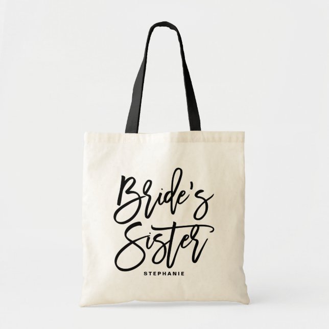 Hand Lettering Brides syster Anpassningsbar Tote B Tygkasse (Framsidan)