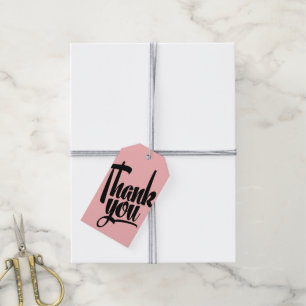 Hand Lettering Calligraphy Tack Gift Märkre Rosa Presentetikett