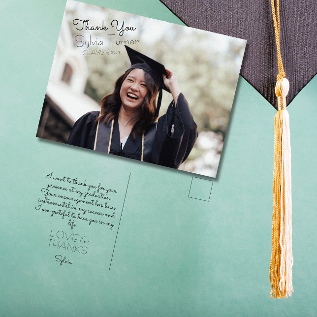 Hand Lettering Examen Tacksamhet Vykort (Graduation thank you postcard)