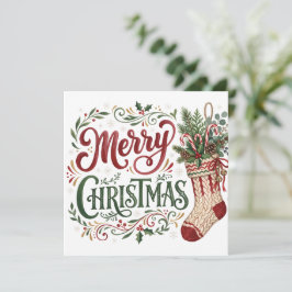 Hand Lettering Julstrumpa Foto Kort