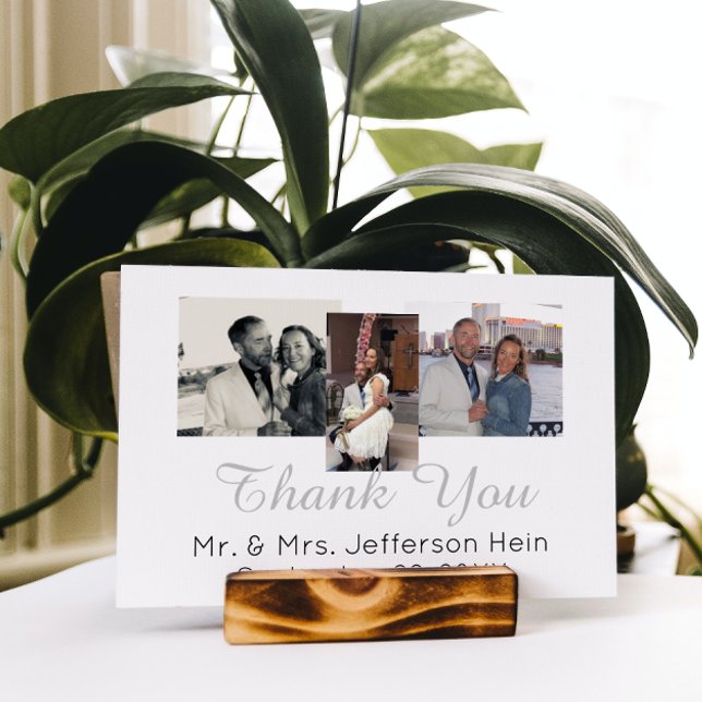 Hand Lettering Photo Collage Bröllop Tack Vykort (Skapare uppladdad)