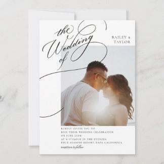 Hand Lettering Photo Wedding Inbjudningar