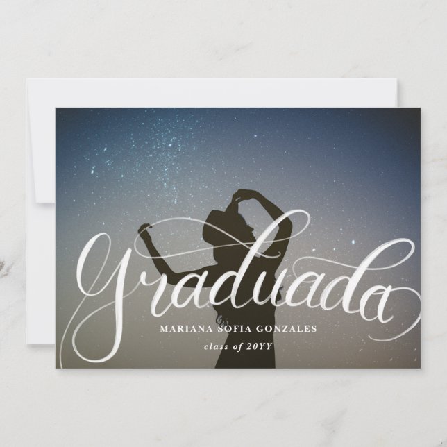 Hand Lettering Spain Graduada Studenten Photo Inbjudningar (Framsida)