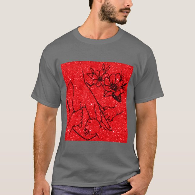 Hand linjerad familjeteckning t shirt (Framsida)
