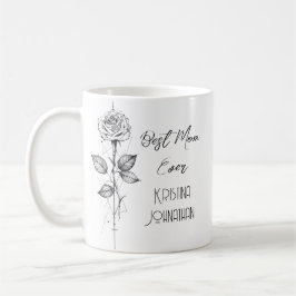 Hand Made Black och Vit ros Mors dag Kaffemugg