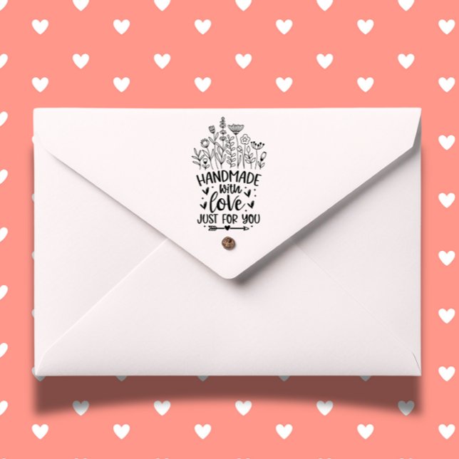 Hand Made med Kärlek Wildblomma Stämpel (Add a heartfelt touch to your crafts with our Hand Made with Love Wildflower Rubber Stamp.)