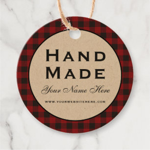 Hand Made Red Plade Round Kraft-Märkre Gåvor Etiketter
