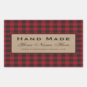 Hand Made Red Play Kraft Rektangulärt Klistermärke