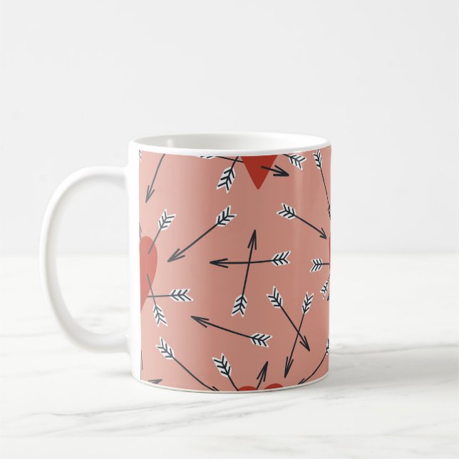 Hand made seamless pattern with flat illustrations kaffemugg (Vänster)