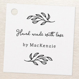 Hand Made With Love Botanical Leaf Art Price Tag Gåvor Etiketter