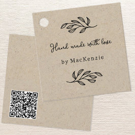 Hand Made With Love Brown QR Code Price Tag Gåvor Etiketter