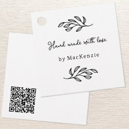 Hand Made With Love QR Code Botanical Price Tag Gåvor Etiketter