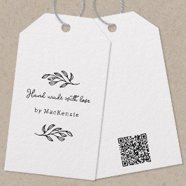 Hand Made With Love QR code Product Price Tag Presentetikett
