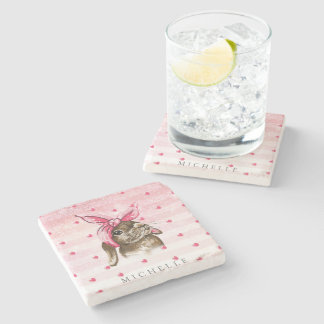 Hand målad Bunny glitter Personlig Stenunderlägg