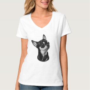 Hand målad chihuahua porträtt t-shirt