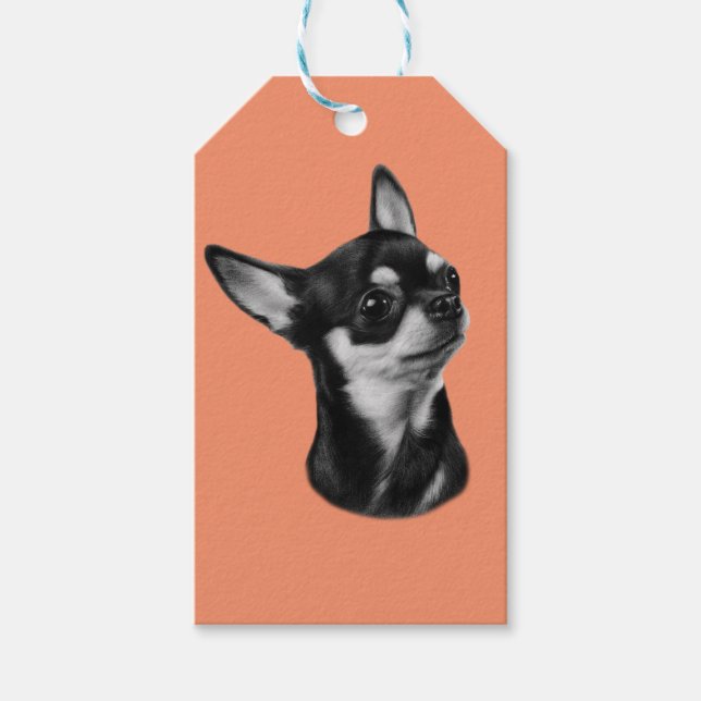 Hand målad chihuahua presentetikett (Framsidan)