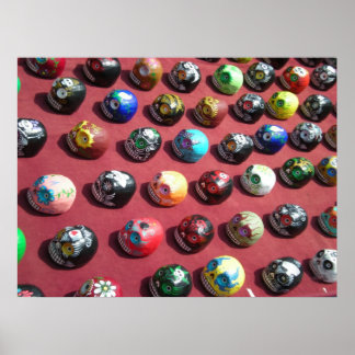 Hand-målad färgfull Skull Poster