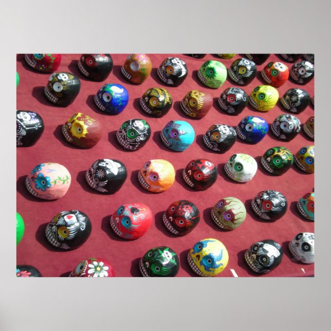 Hand-målad färgfull Skull Poster (Framsidan)