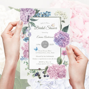 Hand-målad Hydrangea-Möhippa Inbjudningar