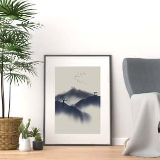 Hand målad sten från bergstrandväggen poster
