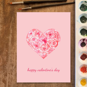 Hand målad vattenfärg ro hjärta Valentines day Helg Vykort