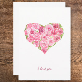 Hand målad vattenfärg ro hjärta Valentines day Julkort