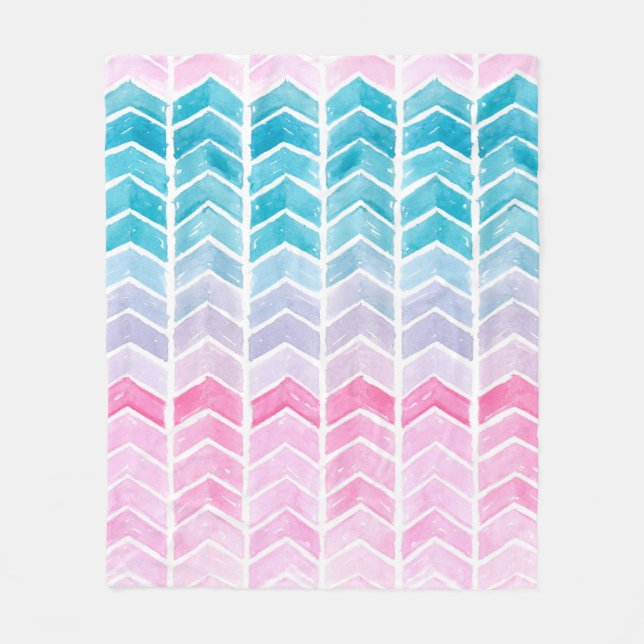 Hand målad vattenfärggradient geometrisk blå och fleecefilt (Framsidan)
