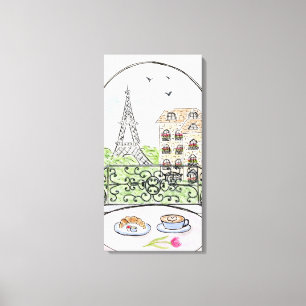 Hand målad Whimsical Paris Eiffel Torn HÖGER Canvastryck