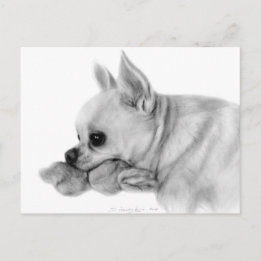 Hand målade Chihuahua Bela med Favorite Leksak Vykort