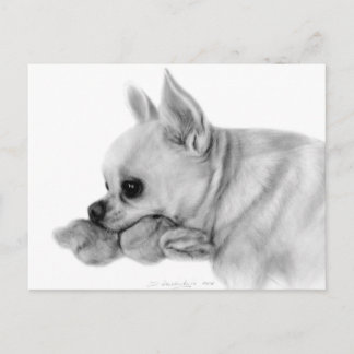 Hand målade Chihuahua Bela med Favorite Leksak Vykort