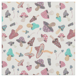 Hand målade Cute Mushroom Fungi Mönster Fabric Tyg