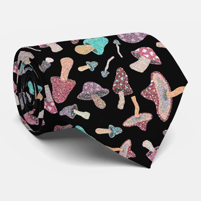 Hand målade Cute Mushroom Fungi Mönster Neck Tie Slips (Rullad)
