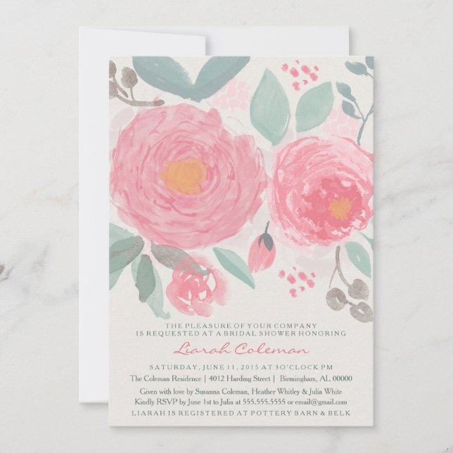 Hand målade den vattenfärgmöhippa eller baby inbjudningar (Framsida)