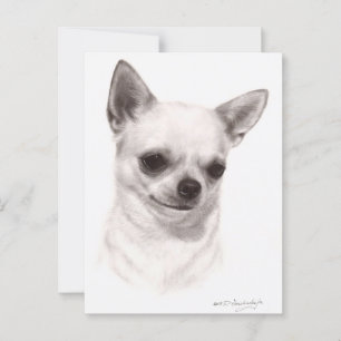 Hand målade Thoughtful Chihuahua Vykort